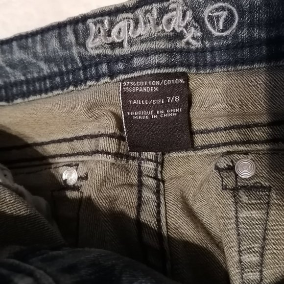 Moto-style jeans, size 7/8, distressed wash - Picture 5 of 10